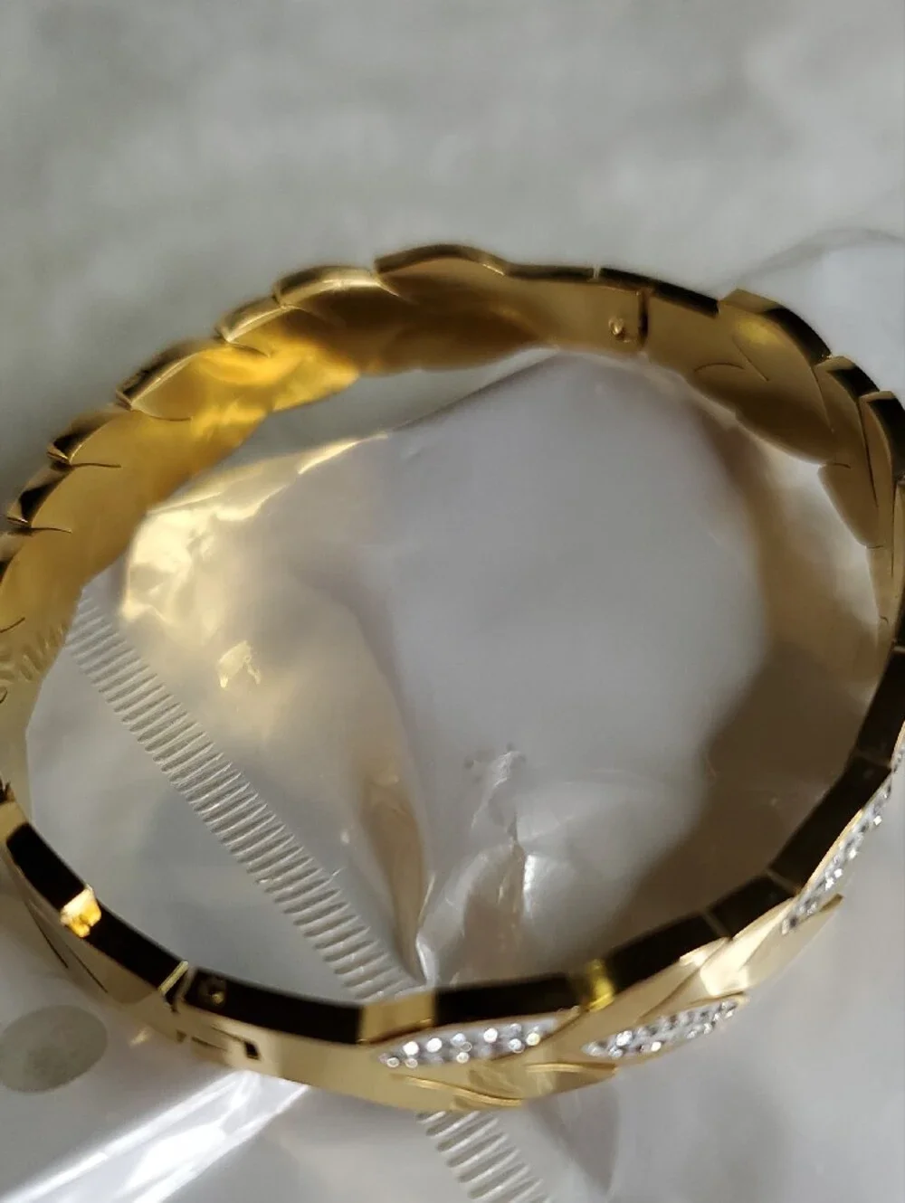 Fashion Jewelry Gold Leaf Crystal Accent Bracelet